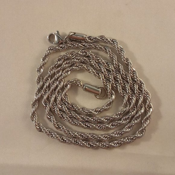 Accessories Mens Stainless Steel Twisted Rope Chain Necklace 24 316l